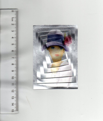 3D KORTTIKUVA °°~NAINEN JA VIOLETTI HATTU~°° /Hologrammi (7)