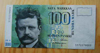Suomi 100 mk seteli 1986 Sibelius