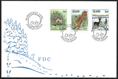 FDC Åland 1991 Nisäkkäitä  LaPe ÅL 044-046