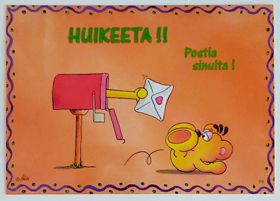 "HUIKEETA!! Postia sinulta!"-KULKEMATON POSTIKORTTI
