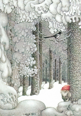 Lennart Helje: Tonttu ja harakka, luminen metsä