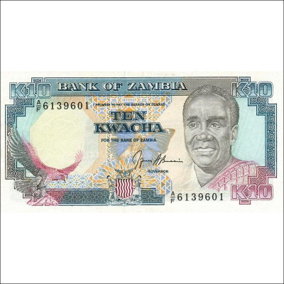Zambia 10 Kwacha 1989 P-31b UNC  X-1110