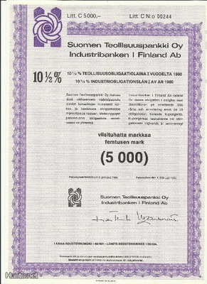 Suomen Teollisuuspankki OY:n obligatiolaina I 1980