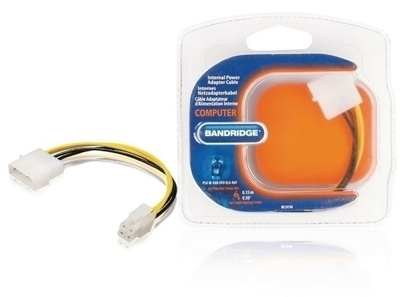 Bandridge Virtakaapeli Molex Uros - P4 Naaras, 0.15m *UUSI*