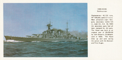 LAIVAKORTTI - TAISTELURISTEILIJÄ HMS HOOD