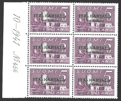 1941 I-K  5 mk Vihreä lisäpainama LaPe 13 NUMEROKUUSILO