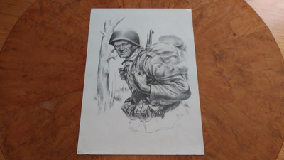 Jatkosota Suomalainen Sotilas Sotapiirros Lindeberg 1942