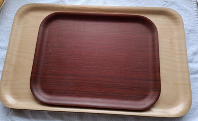 4 x BACKMAN KOIVU VANERI TARJOTIN MADE IN FINLAND + 1 teak