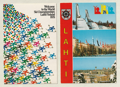 Lahden MM-hiihtojen 1978 postikortteja 2 kpl