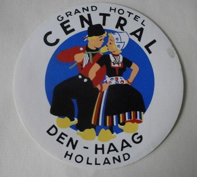 Hotelli- / matkalaukkumerkki, Grand Hotel Central, Haag