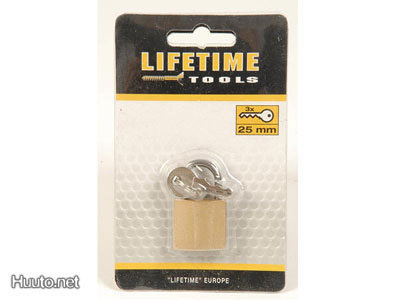 LifeTime Tools Riippulukko, 25mm, 3 avainta *UUSI*