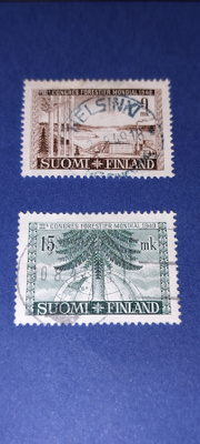 1949 IIIMaailman metsätalouskongressi merkit leimattuina