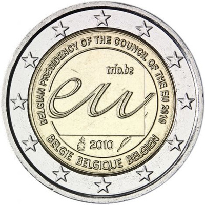 Belgia 2010 2 € Belgian EU-puheenjohtajakausi vuonna 2010