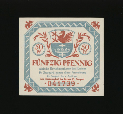 Saksa Notgeld 50 Pfg, Stargard 1917