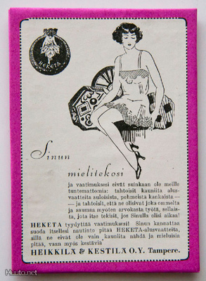 *** Vanha Heketa-alusvaatemainos magneettina * 1920-luku ***