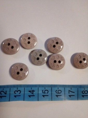 Beige kukkakuvio nappi 13mm