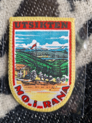Utsikten Mo.i.Rana vintage kangasmerkki