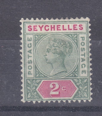 Seychellit 1890 2c liimakkeellisena. (2)