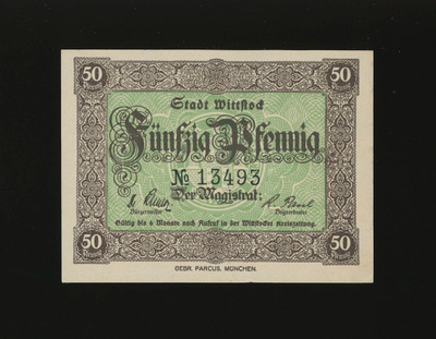 Saksa Notgeld 50 Pfg, Wittstock