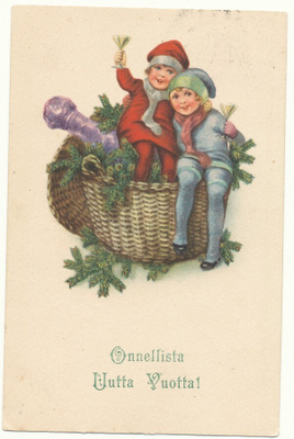 Laspet uudenvuoden kortissa - kulk. 1922