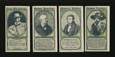 Itävalta Notgeld 50, 80 Heller, 1, 2 Kronen, Linz, 4. painos