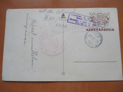 1939 Viestivarasto- osasto kp kortilla 22.11.39