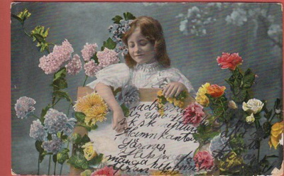 Tyttö ja kukat - kulk v 1908