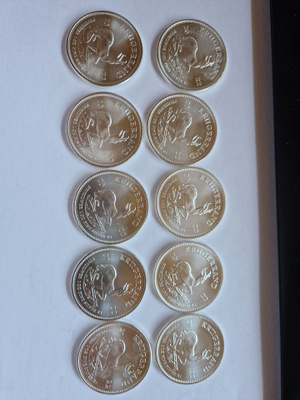 10 kpl Krugerrand 1 oz hopekolikoita