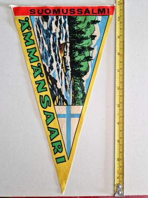 Suomussalmi Ämmänsaari vintage iso matkailuviiri