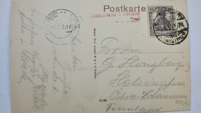 Postikortti Saksa - Suomi 1919 Tarkastettu Suomessa Sensuuri