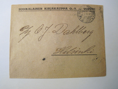 VANHA Firmakuori Suomalainen Kirjakauppa Viipuri 1914