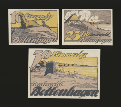 Saksa Notgeld 10, 25, 50 Pfg, Boltenhagen