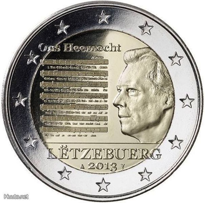 ** LUXEMBURG 2€ 2013 Kansallishymni pillerissä **