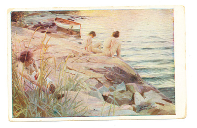 Anders ZORN - Tyttöjä uimassa - vanha kortti