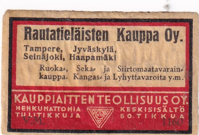 Rautatieläisten Kauppa Oy, Kauppiaitten  Teollisuus Oy   s36