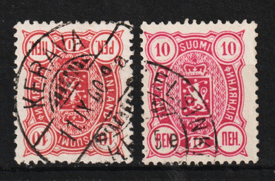 1889-95 Molemmat 10p Vaakunamerkit leimattuna