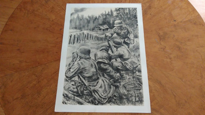 Jatkosota Kranaatinheitin Sotapiirros Lindeberg 1942