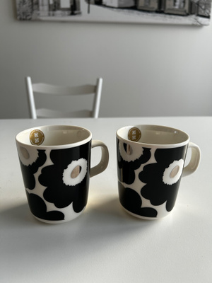 Marimekko unikko mukit musta/hopea