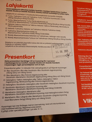 Lahjakortti Viking kaikki reitit, MYÖS PERJANTAI