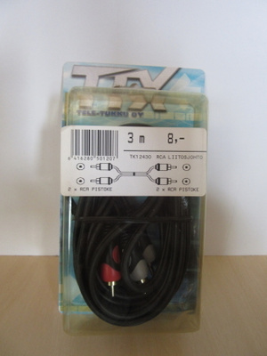RCA-RCA äänikaapeli (uros-uros) oikea/vasen löytyy 3m / 1,5m