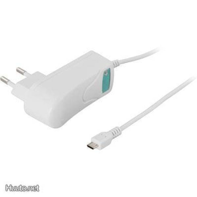 Deltaco USB laturi, USB Micro-B uros, 1m, 1A, valk. *UUSI*