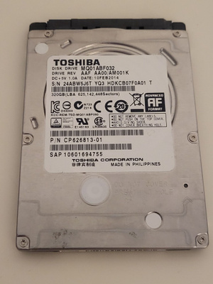 Toshiba 320GB 5400rpm 2,5" sata kovalevy