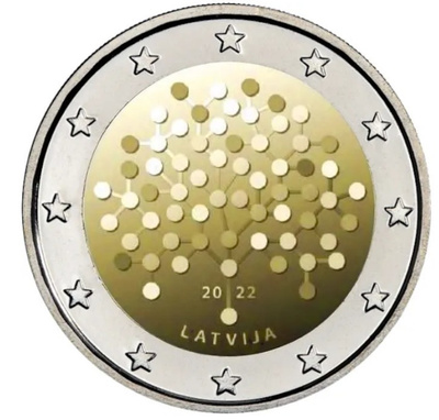 ** LATVIA 2€ 2022 Latvian pankki pillerissä **