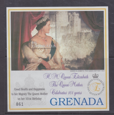 Queen Elisabet Queen mother 2001 Grenada **