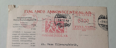 Kuva/firmaleima, O.Y. Suomen Ilmoituskeskus, 7.4.1930