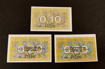 Latvia 0,10, 0,20, 0,50 Talonas 1991 UNC