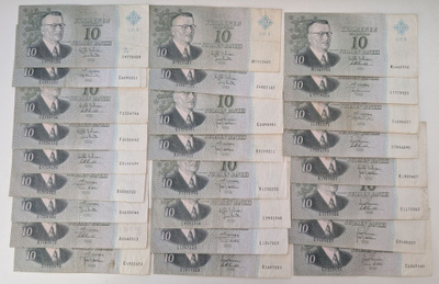 10 Markkaa 1963 Litt. A, 1- kirjain, 25kpl