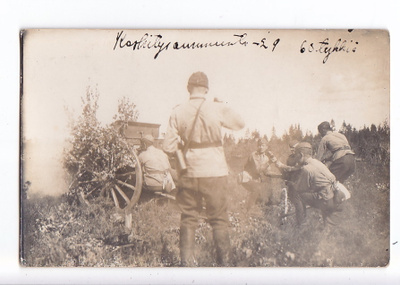 VANHA Valokuva Tykki Tykistö Ammunta 1929 Postikorttikoko