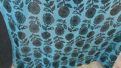 2 kpl turkoosit  verhot Tikkurilan Silkki (vintage / retro)