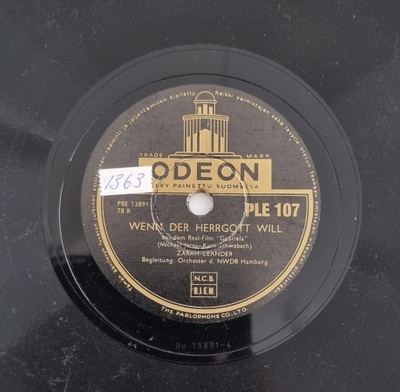 Savikiekko 1950 - Zarah Leander - Odeon PLE 107